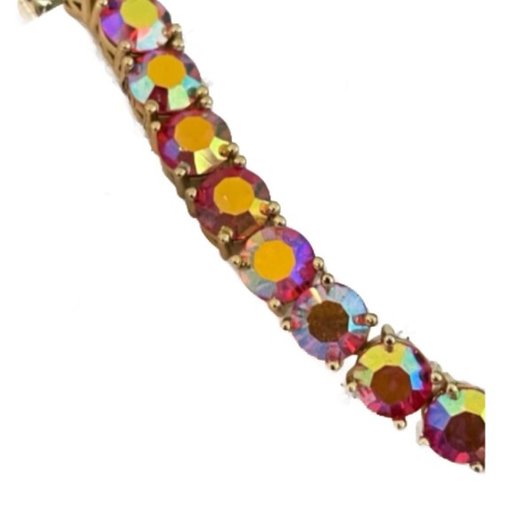 New Park Lane Iridescent Coral Impression Crystal Tennis Bracelet High Polished - Picture 4 of 5